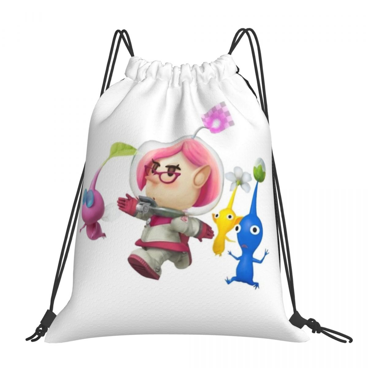 Pikmin Characters Backpacks Casual Portable Drawstring Bags Drawstring Bundle Pocket Sundries Bag Book Bags Man Woman - Pikmin Plush