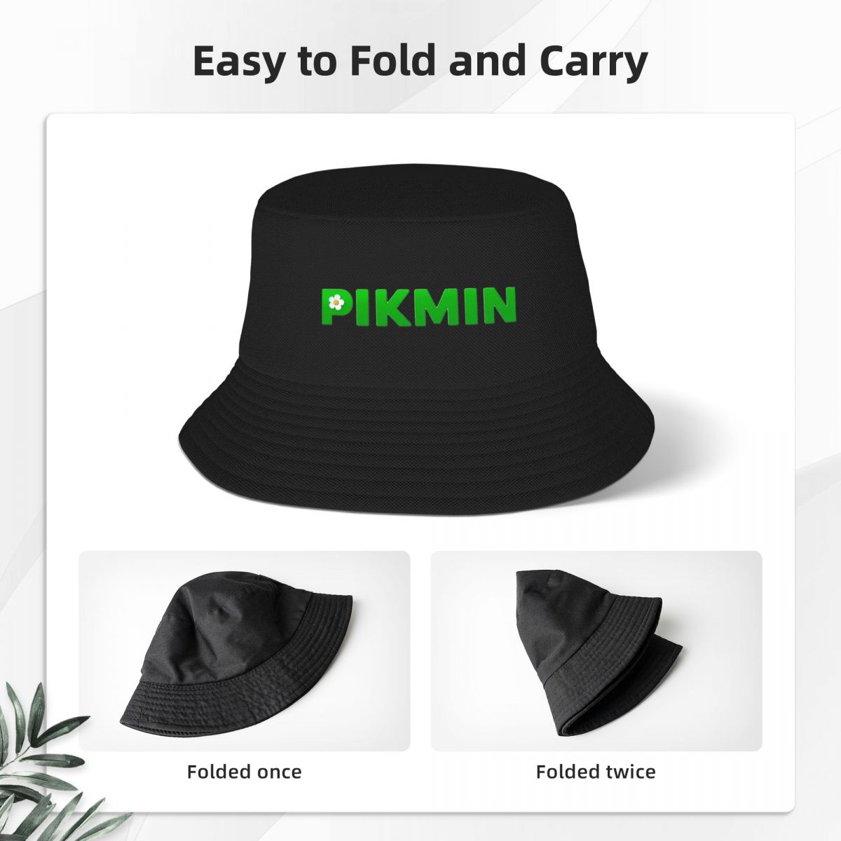 Pikmin Green Logo Bucket Hat for Teen Beach Novelty Bob Hats Fashion Packable for Outdoor Headwear 1 - Pikmin Plush